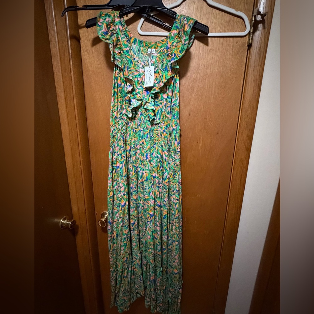 NY Collection Multicolor Leaf Print Dress